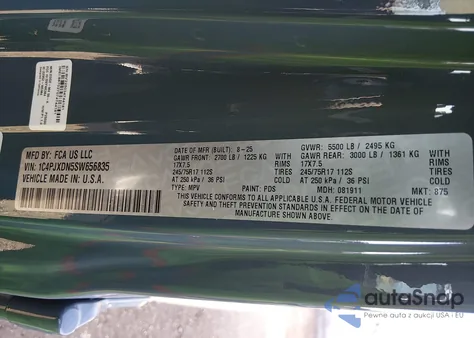 2025 Jeep Wrangler 4-Door Sport 4X4 z USA, uszkodzony, nr VIN 1C4PJXDN5SW656835